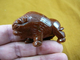 (Y-BUFF-703) Orange Goldstone BUFFALO bison carving gemstone figurine buffaloes - £13.78 GBP