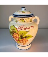 Vintage Hand Painted For Nonnies Handled Biscotti Collectible Canister Jar - $24.75