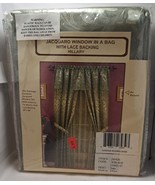 Vintage Jacquard Window in a Bag Lace Curtain Panel Valance Tiebacks Sag... - €28,48 EUR