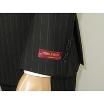 Men Suit BERLUSCONI Italian Wool 180's Pin Stripe One Button Peak UGS95-4 Black image 7