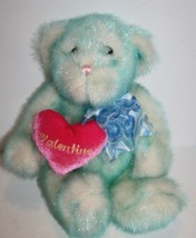 Walmart Teddy Bear Aqua Blue Tipped Plush Valentines 11&quot; Heart Stuffed Soft Toy - £11.60 GBP