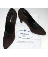NEW PRADA heels shoes pumps 37.5 7 designer suede leather with dust bags... - £188.53 GBP