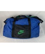 Vintage Nike Duffle Gym Bag Gray Tag Blue Black Shoulder Strap Swoosh 90s - £39.30 GBP
