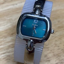 Geneva Lady Blue Silver Barrel Analog Quartz Watch~New Battery - £7.85 GBP