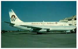 America West Airlines Boeing 737 Airplane Postcard - £4.05 GBP