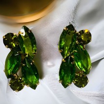 Juliana 60s Prong   Green Rhinestone Open Back  Climber Earrings - $45.70