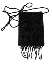 Vintage Preston and York Black Beaded Evening Bag With Beaded Fringe - £18.67 GBP