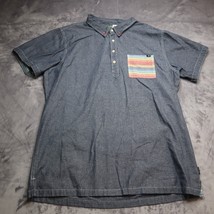 Lost Enterprises Polo Shirt Adult XL Blue Denim Rainbow Pocket Casual Go... - $29.68