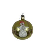 Vintage Hand Painted Snowman Christmas Tree Bulb Ornament Gold With Fenc... - $130.66 MXN