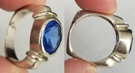 sterling silver 925 chunky mid century blue topaz womens ring size 7.5 6.3g - $44.99