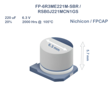10Pcs FP-6R3ME221M-SBR FPCAP 220uF 6.3V 6.3x5.7 Alum. Organic Polymer Capacitor - £4.52 GBP