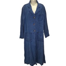 Vintage French Connection Linen Long Sleeve Duster Cardigan Size M Blue ... - £60.95 GBP