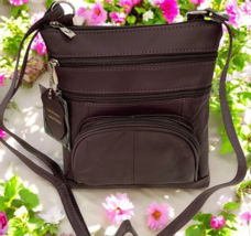 New PURPLE Leathers Crossbody Messenger Purse Bag 5 Pockets, Adjustable ... - $26.17