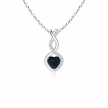 ANGARA 0.35 Ct Sapphire Infinity Heart Pendant with Diamonds in Silver (A, 4mm) - £198.84 GBP