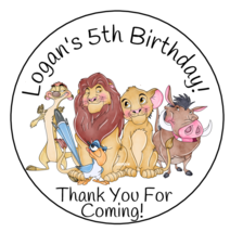 12 Personalized Lion King Birthday Party Stickers Favors Labels tags 2.5... - $11.99