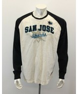San Jose Sharks Raglan Shirt Men&#39;s Size XLBlack White  Old Time Hockey H... - £6.25 GBP