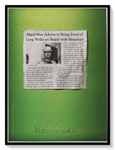 Heineken Beer John Liegey Long Walks on Beach Vintage 2003 Print Magazine Ad - £7.73 GBP