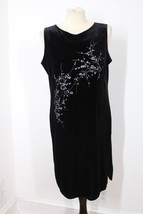 Vtg Y2K Impressions M Black Velvet Floral Pattern Tank Dress - £23.54 GBP