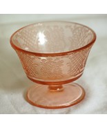 Pink Depression Glass Footed Sherbet Bowl Floral Lattice Designs - £13.19 GBP