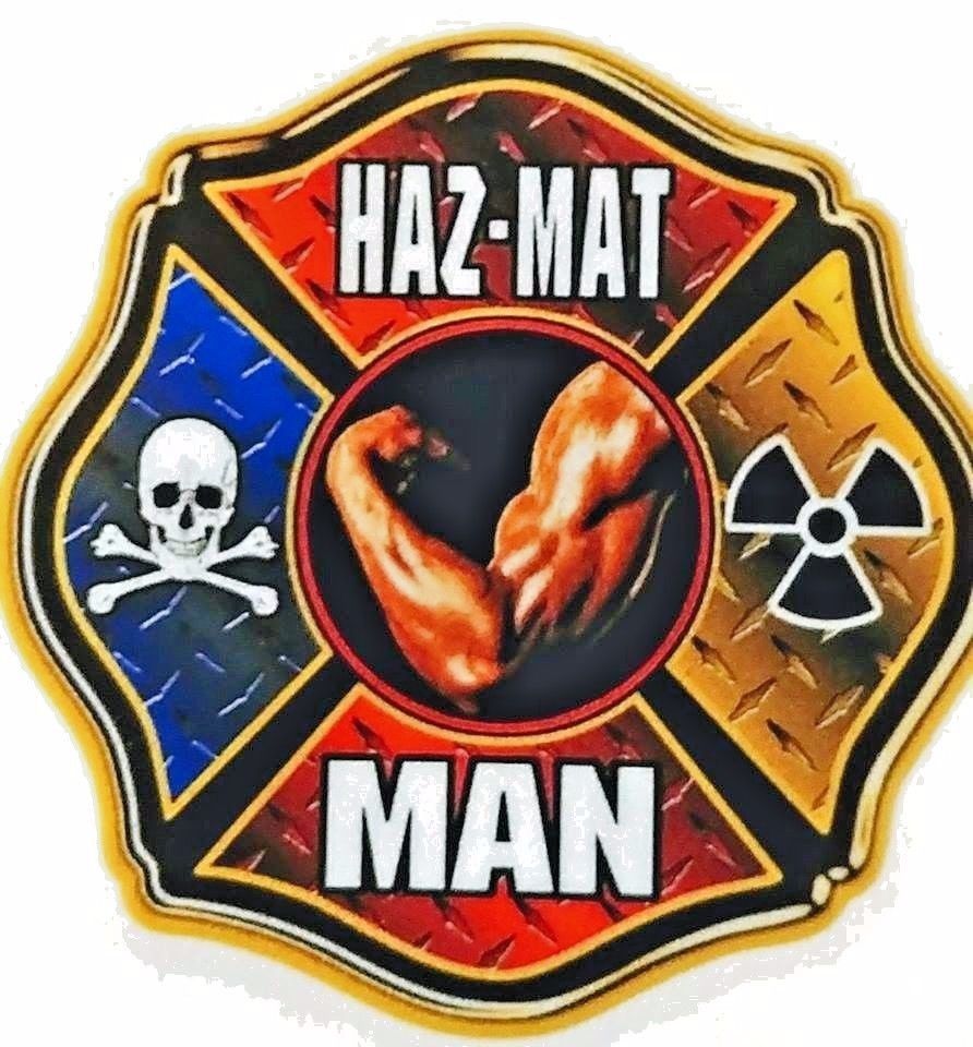 HAZ-MAT MAN Full Color REFLECTIVE Hazardous Material  DECAL - 4 x 4&quot; - $1.95