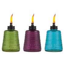 TIKI Brand Carnival Table Torch | Glass Blue Green and Purple | Outdoor Lighting - £37.95 GBP