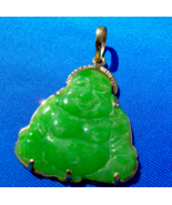 Earth mined Green Jade Laughing Budai Pu Tai Vintage Pendant 18k Gold Go... - $52,058.13 MXN