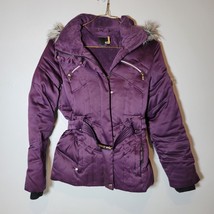 Ana Purple Hooded Jacket Womens Small Stylish and Functional Belted - $15.99
