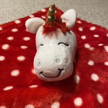 Hudson Baby HB Unicorn Christmas Red  Lovey White Polka Dots Gold Horn NWOT - £13.46 GBP