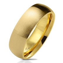 Brushed Gold Wedding Band Stainless Steel 6mm Anniversary Handfasting Ring - £12.57 GBP