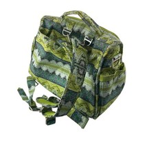 Ju Ju Be Back Pack Diaper Bag Organizer Green and Blue Paisley Many Pockets - £46.41 GBP