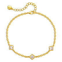 Crystal &amp; 18K Gold-Plated Clover Charm Bracelet - £11.21 GBP