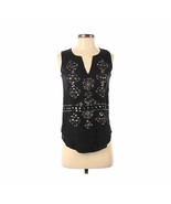 LUCKY BRAND Womens Black Sleeveless Tunic Collar Boho Sequin Top - New! ... - £23.18 GBP
