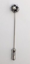 Silver Tone &amp; Faux Pearl Flower Stick Pin Hat Lapel Tie Pin - £8.65 GBP