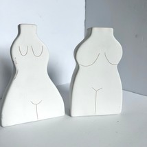 White Hand Carved Nude Budvases Woman&#39;s Figure Stoneware Jessica Hiemstra - £29.57 GBP