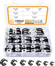 60Pcs Cable Clamps Assortment Kit, 304 Stainless Steel Rubber Cushion P Clamps W - £37.69 GBP