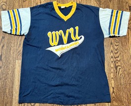 Vintage West Virginia Mountaineers T Shirt Velva Sheen 70&#39;s Large 50/50 - $37.13