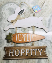 Happy Easter Wooden Hanging Sign Hippity Hoppity Door. - £11.35 GBP