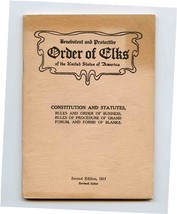 Benevolent &amp; Protective Order of Elks Constitution &amp; Statutes Booklet 1913  - £29.59 GBP