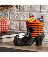 Opptcce 8in x 4in Black and Orange Halloween Ceramic Witch Shoe Decor - £19.65 GBP