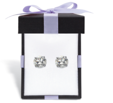 ROUND CZ STUD EARRINGS SOLID 10K WHITE GOLD WITH GIFT BOX - £156.72 GBP