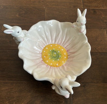 Maxcera Easter Bunny Themed Peony Serving Bowl candy Dish - £31.25 GBP