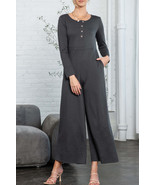 Trinity Button Long Sleeve Wide Leg Jumpsuit - $38.39