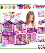 Delightful 5-Room Princess Castle Dollhouse with Unicorns &amp; Garden - 26 ... - $1,327.13 MXN