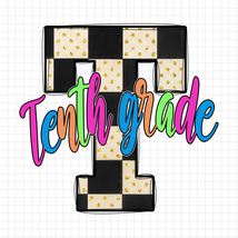 Tenth Grade PNG, Checkered Letter PNG, Back to School PNG, 10th Grade Sh... - $46.73 MXN