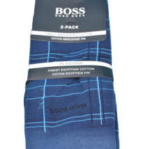 Hugo Boss 2 pack Men&#39;s Blue Plaid Finest Cotton Italy Socks One Size 7/13 - £24.71 GBP