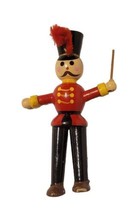 VTG Painted Wood Toy Soldier or Band Leader w/ Baton Christmas Ornament 1970s - £7.86 GBP