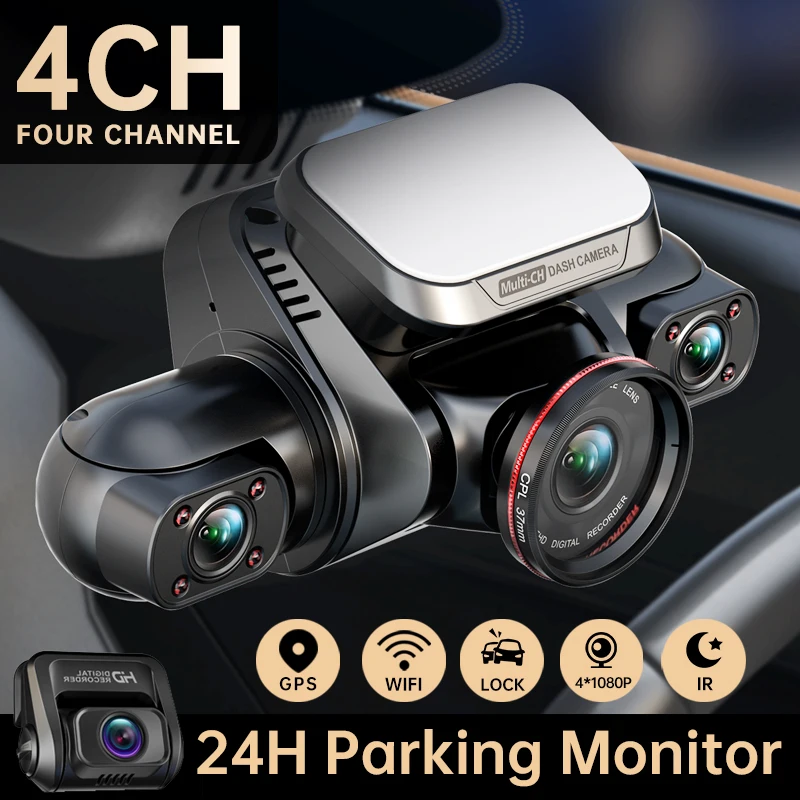 Ti Esfong 360 Dash Cam M8S 4CH Hd 4*1080P For Car Dvr 24H Parking Monitoring - £204.41 GBP