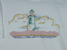 Vtg Hanes Lighthouse Beach Raised Graphics T-shirt Size Large NOS - $19.99