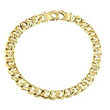 Men&#39;s Curb Beveled Cuban Link Bracelet 14k Solid Yellow Gold 25g 7.7 mm - £1,680.46 GBP