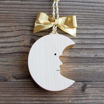 Small Gold Wooden Moon Wall Window Decoration - £21.28 GBP